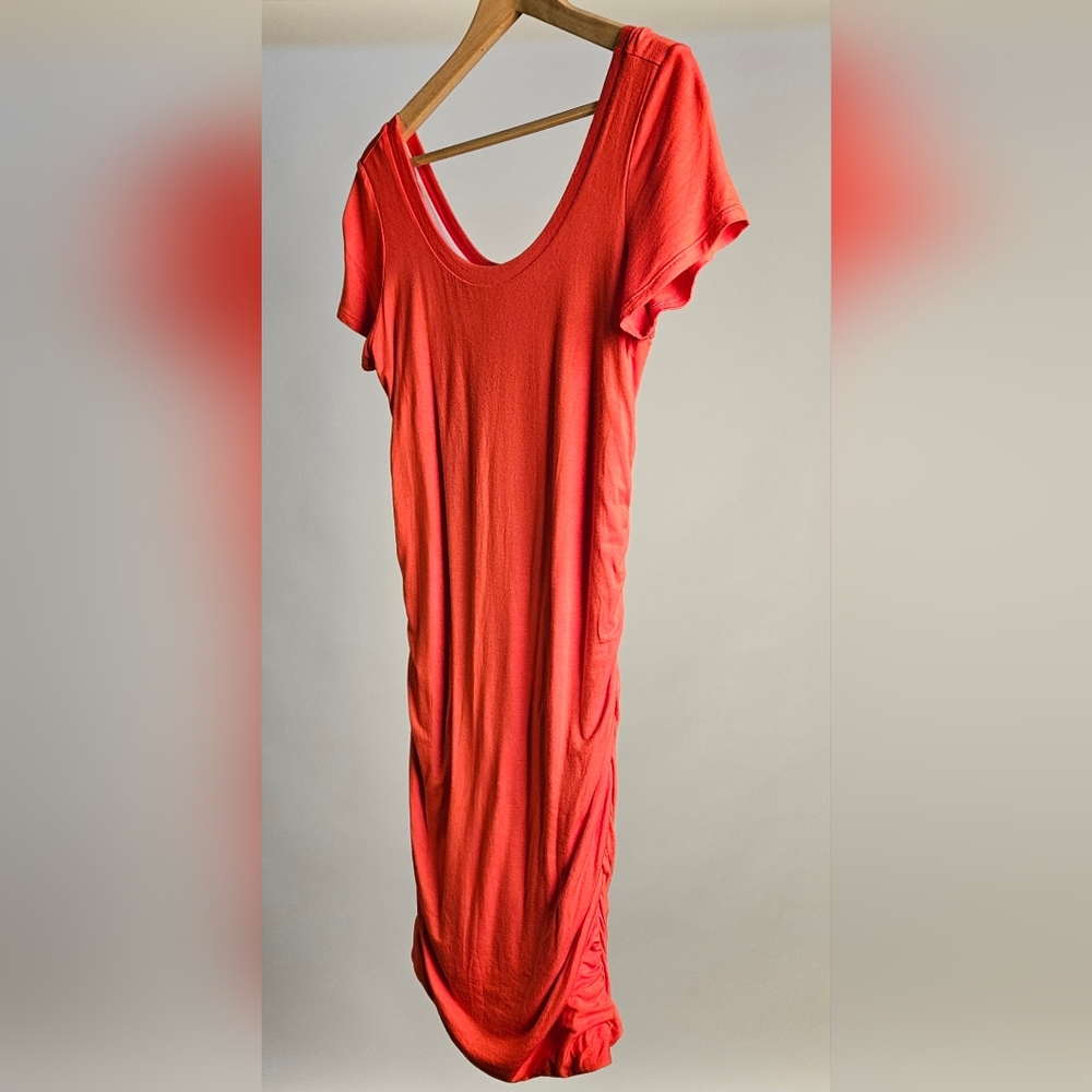 Splendid Dress with Rouched Sides Color Coral Size Medium